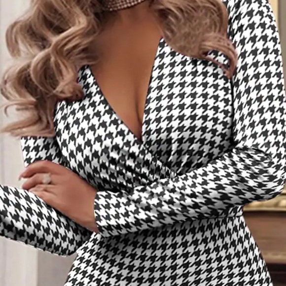 NEW - Women's Work Dress Bodycon Sheath Dress Midi Dress Black White - Picture 2 of 2